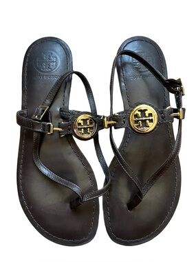Tory Burch Dark Brown Leather Thong Flip Flop Sandals - Sz 7.5